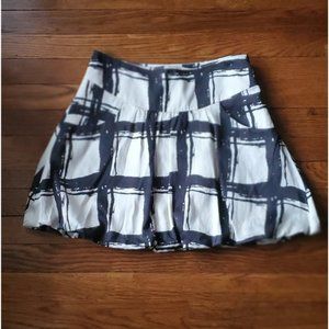 Black and White Patterned Silk/ Cotton Skirt from The Limited